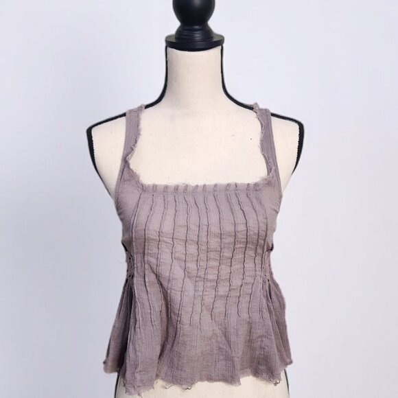 Tops - Textured Mauve Sleeveless Crop Top